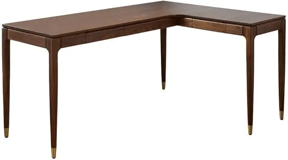 Home Desk Black Walnut Corner Desk Nordic L-shaped Long Solid Wood Desk Computer Desk Corner Study Desk Desk Organizers