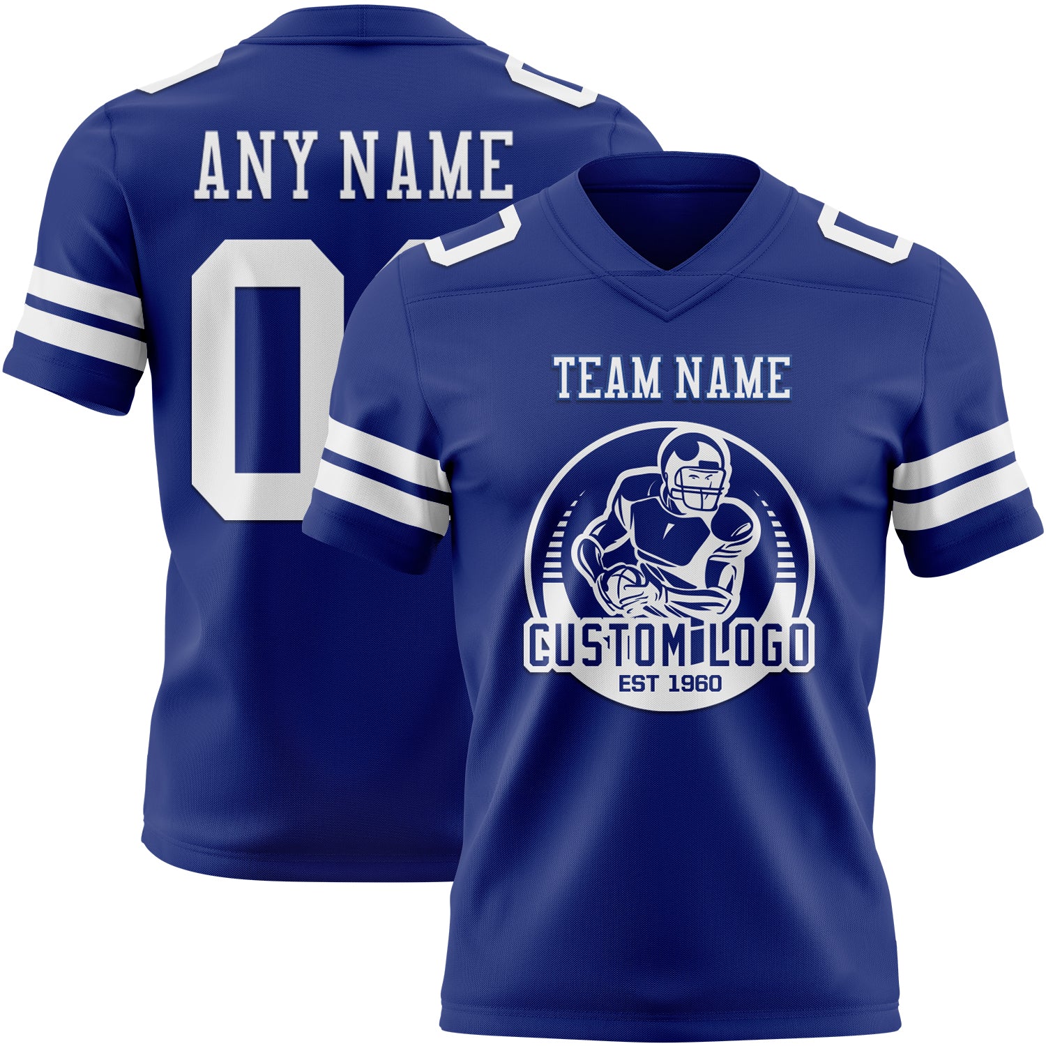 Custom Royal White Authentic Football Jersey