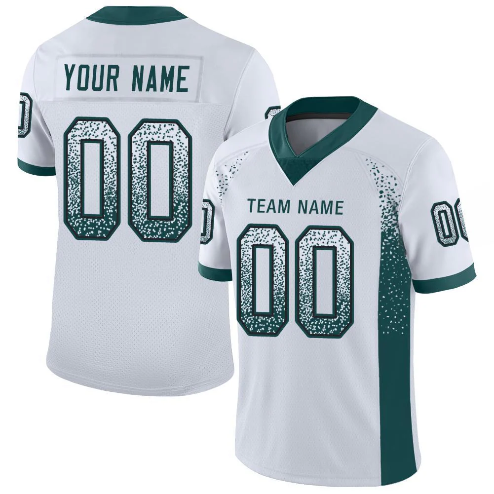 Custom White Midnight Green-Black Drift Fashion Football Jersey