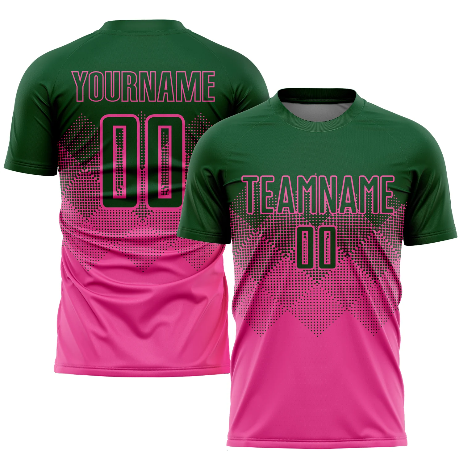 Custom Pink Green Sublimation Soccer Uniform Jersey