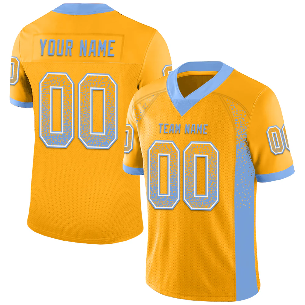 Custom Gold Powder Blue-White Drift Fashion Football Jersey