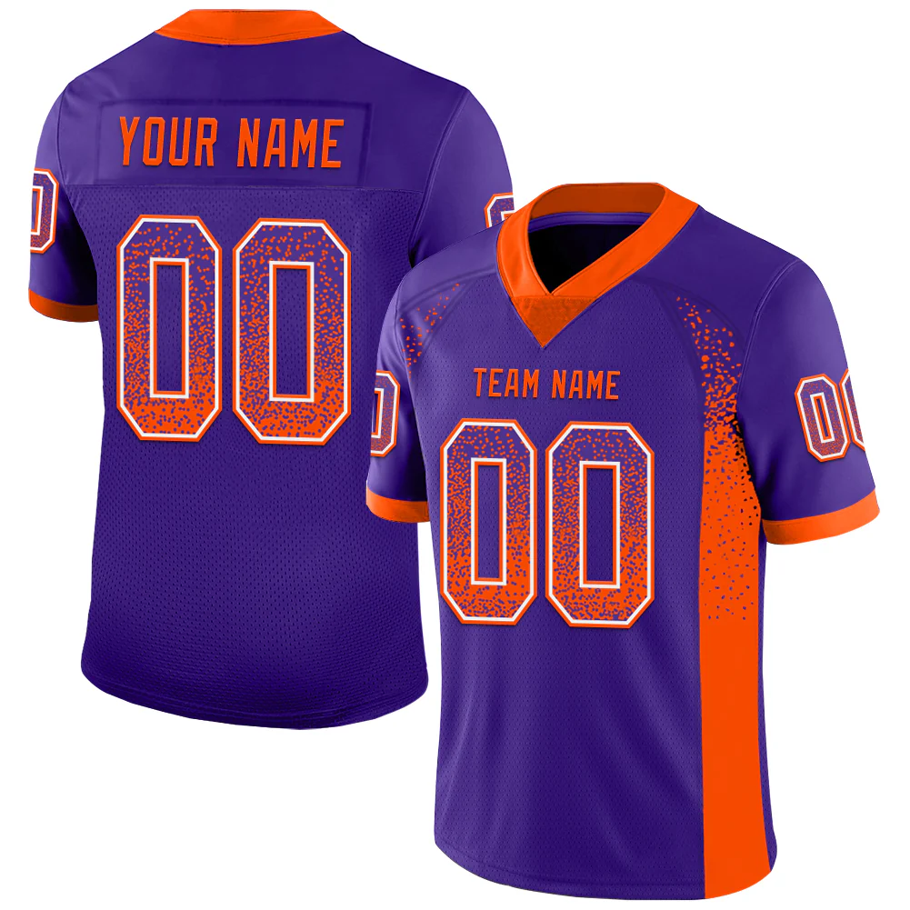 Custom Purple Orange-White Drift Fashion Football Jersey