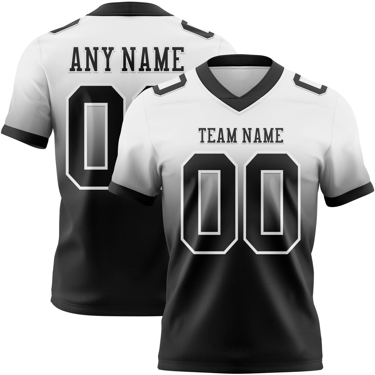 Custom White Black Authentic Fade Fashion Football Jersey