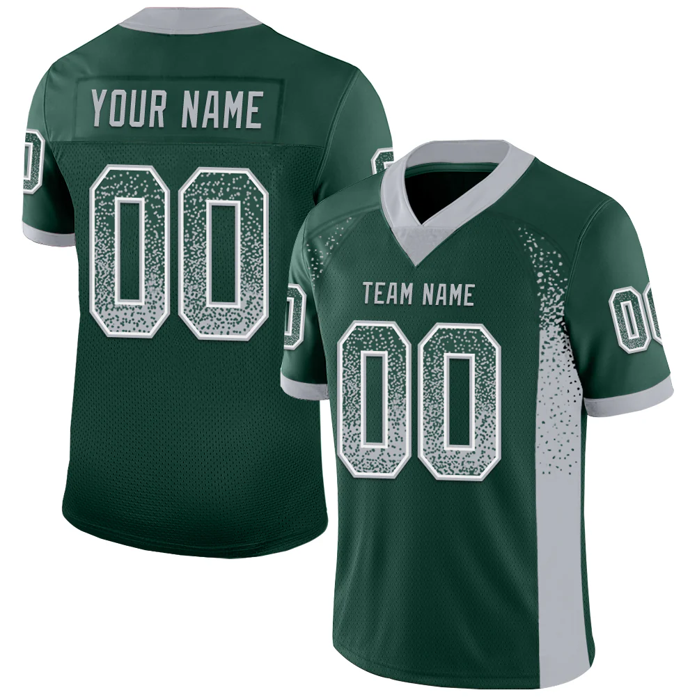 Custom Green Gray-White Drift Fashion Football Jersey