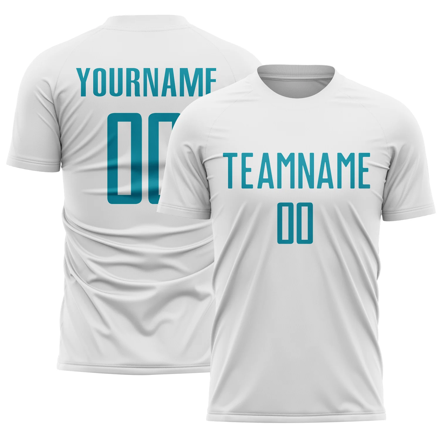 Custom White Teal Sublimation Soccer Uniform Jersey