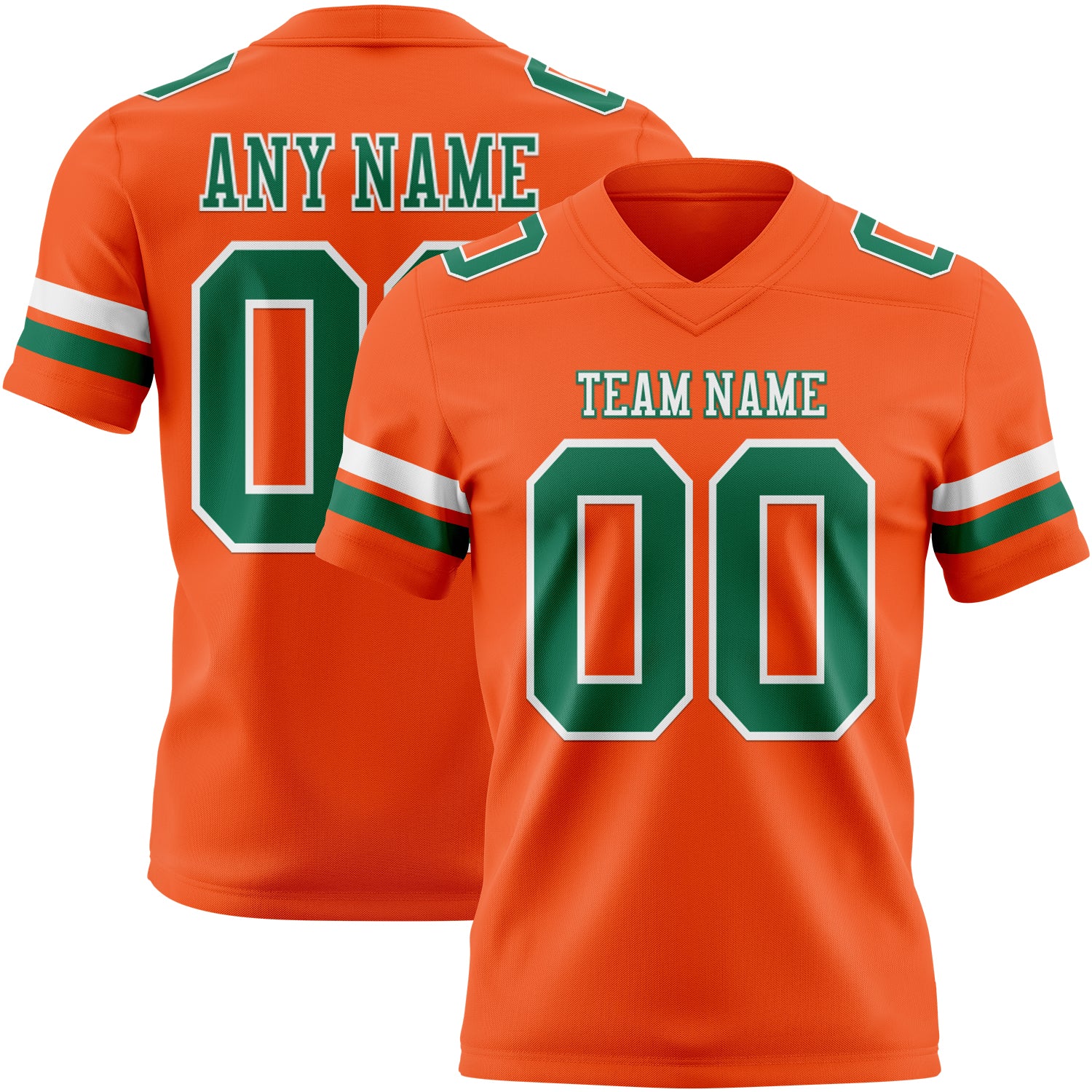 Custom Orange Kelly Green-White Authentic Football Jersey