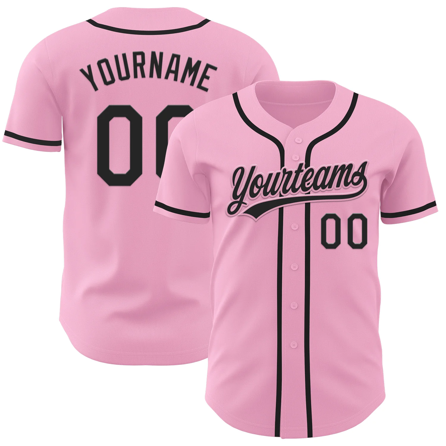 Custom Light Pink Black Authentic Baseball Jersey