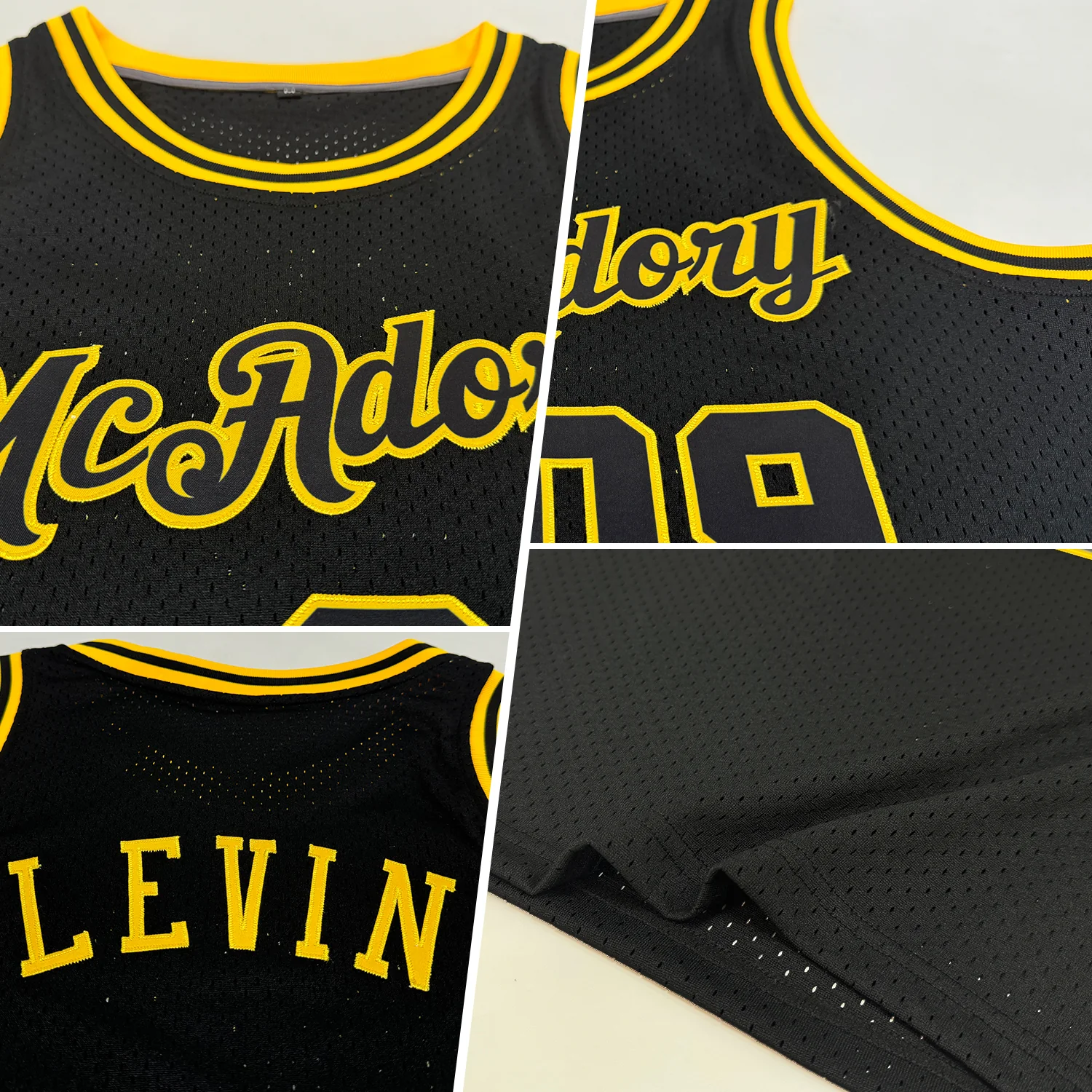 Custom Black Black-Gold Authentic Throwback Basketball Jersey