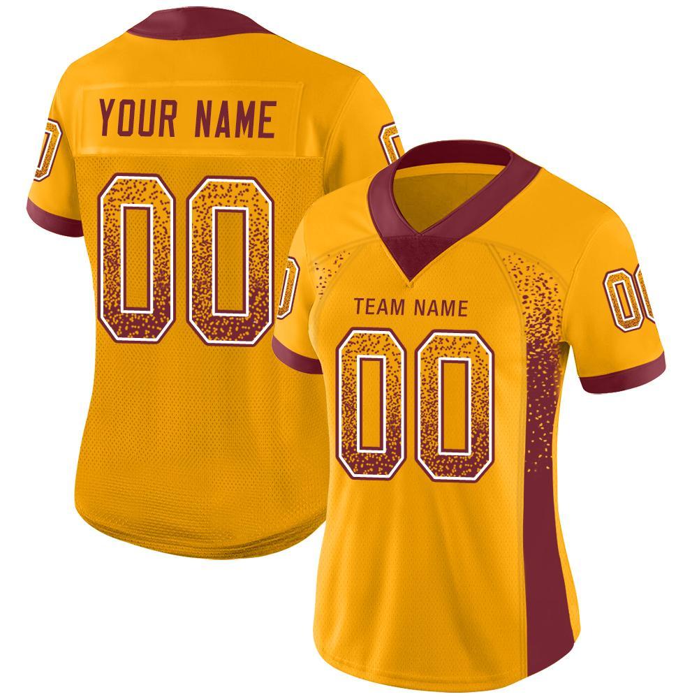 Custom Gold Burgundy-White Drift Fashion Football Jersey