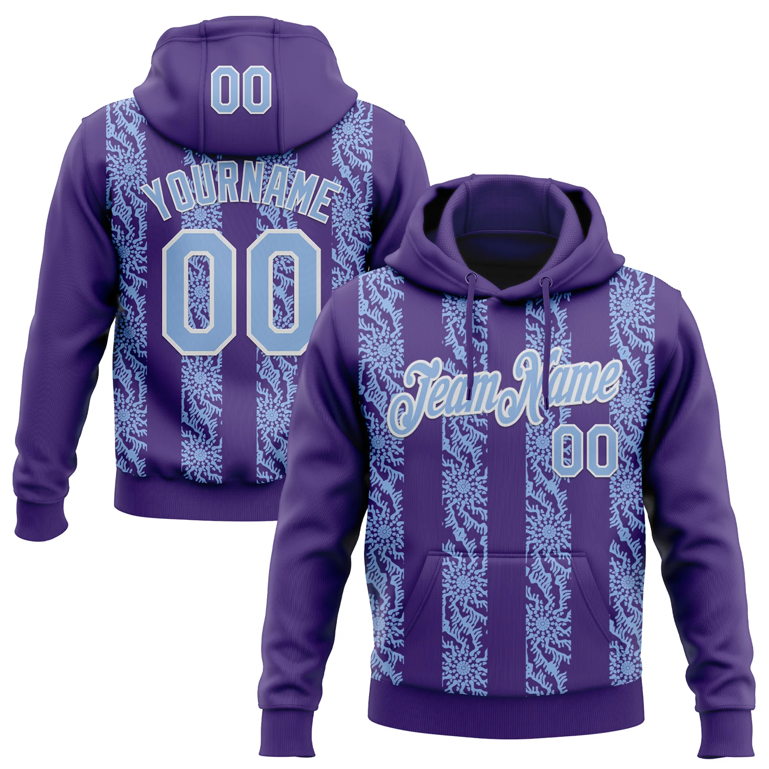 Custom Stitched Purple Light Blue-White 3D Pattern Design Abstract Shape Sports Pullover Sweatshirt Hoodie