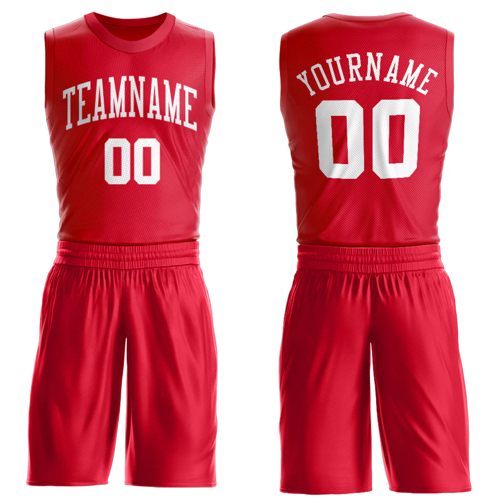 Custom Red White Round Neck Suit Basketball Jersey