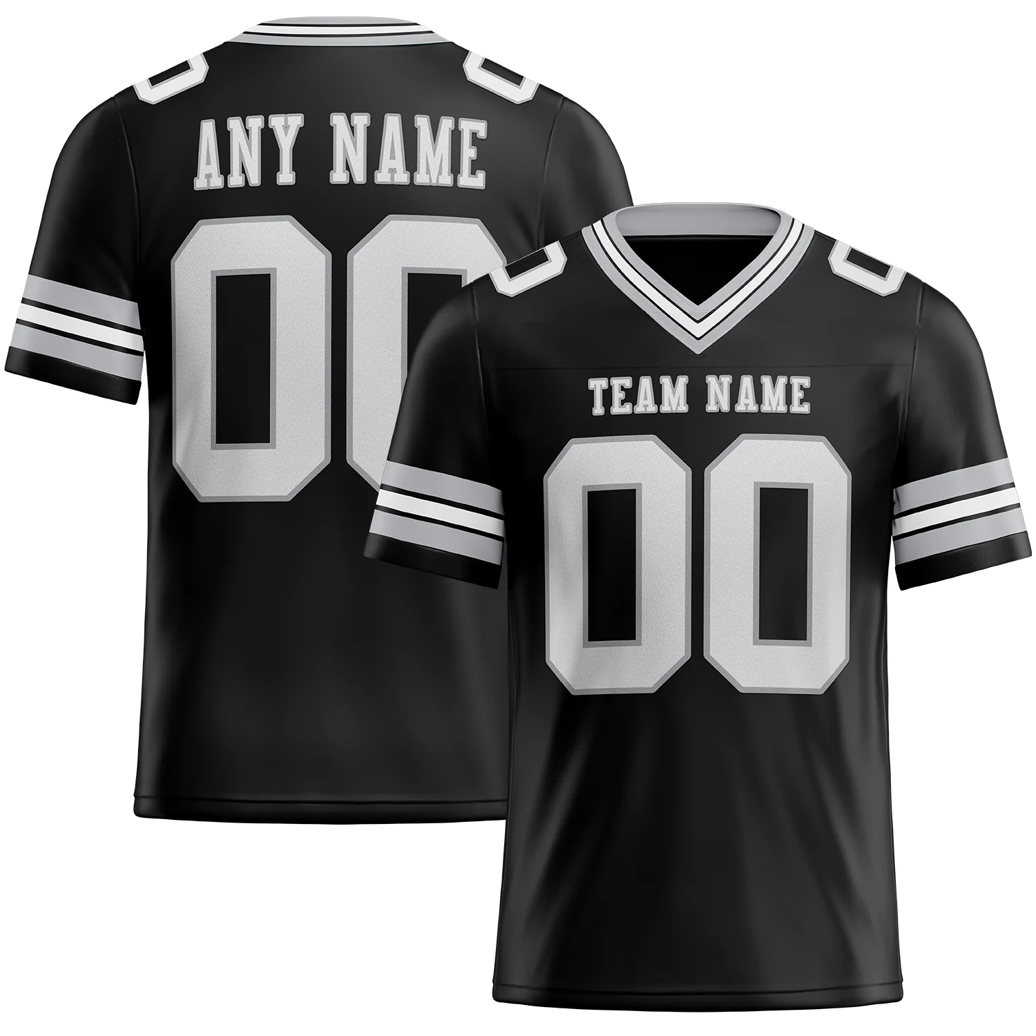 Custom Black White-Gray Authentic Football Jersey