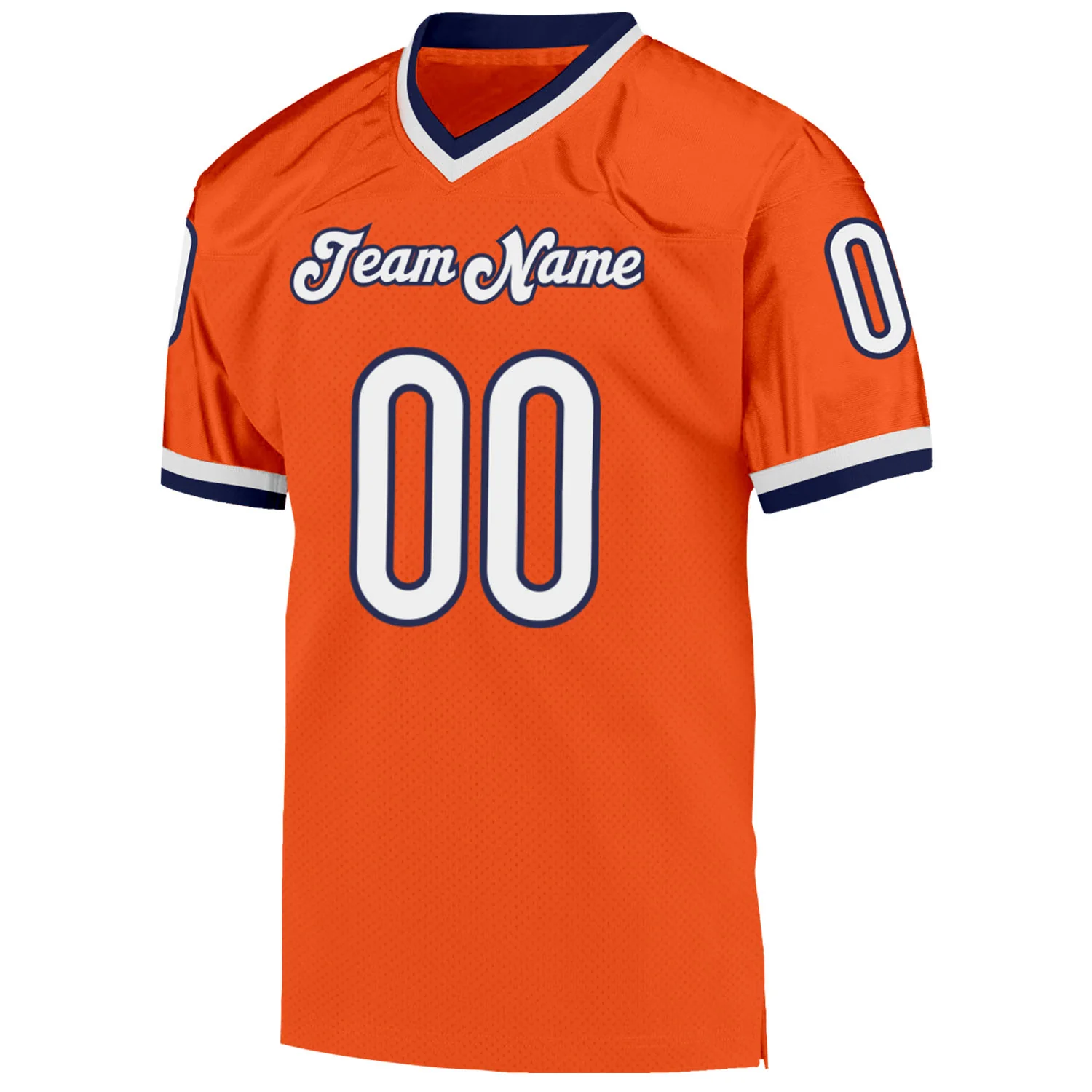Custom Orange White-Navy Mesh Authentic Throwback Football Jersey
