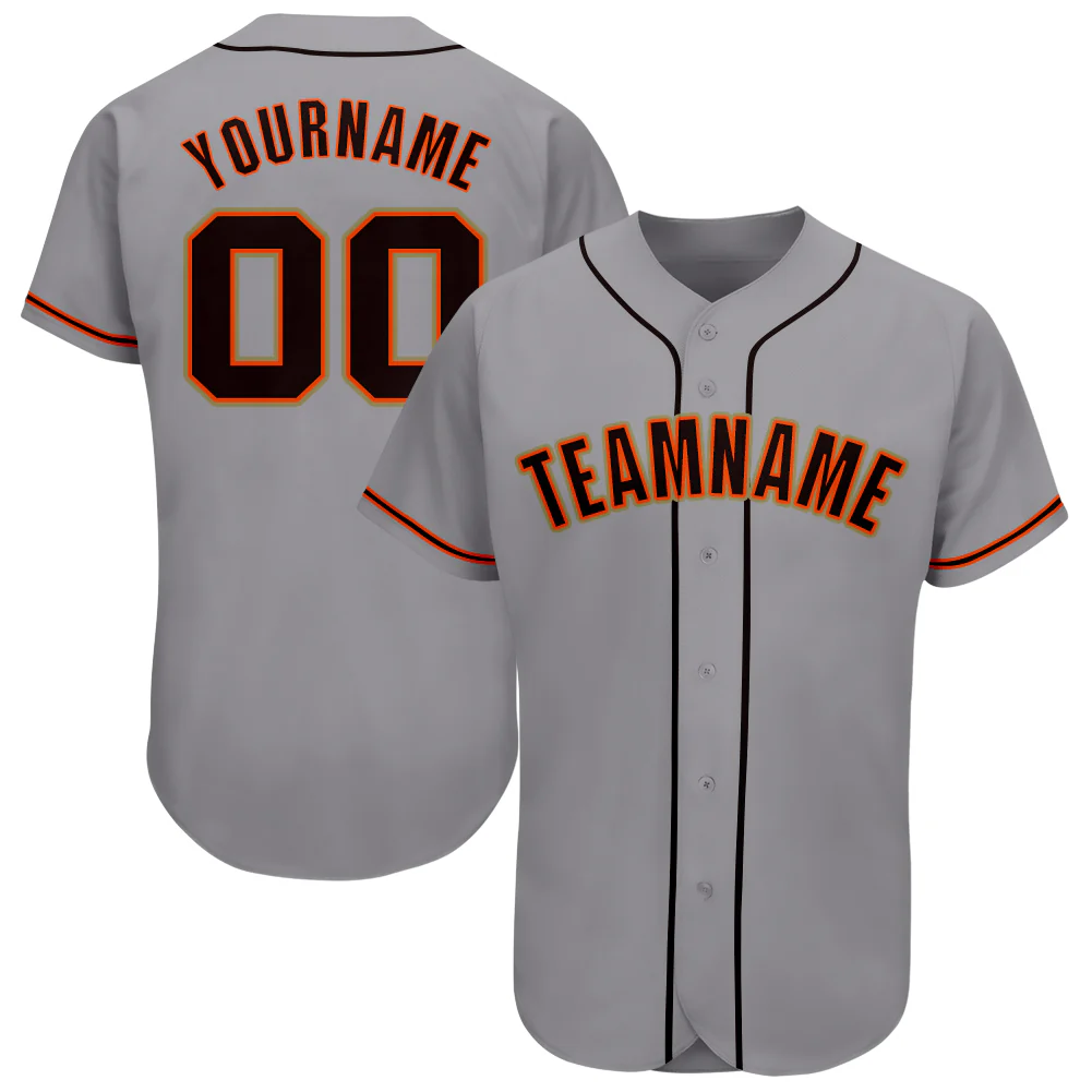 Custom Gray Black Orange-Old Gold Baseball Jersey