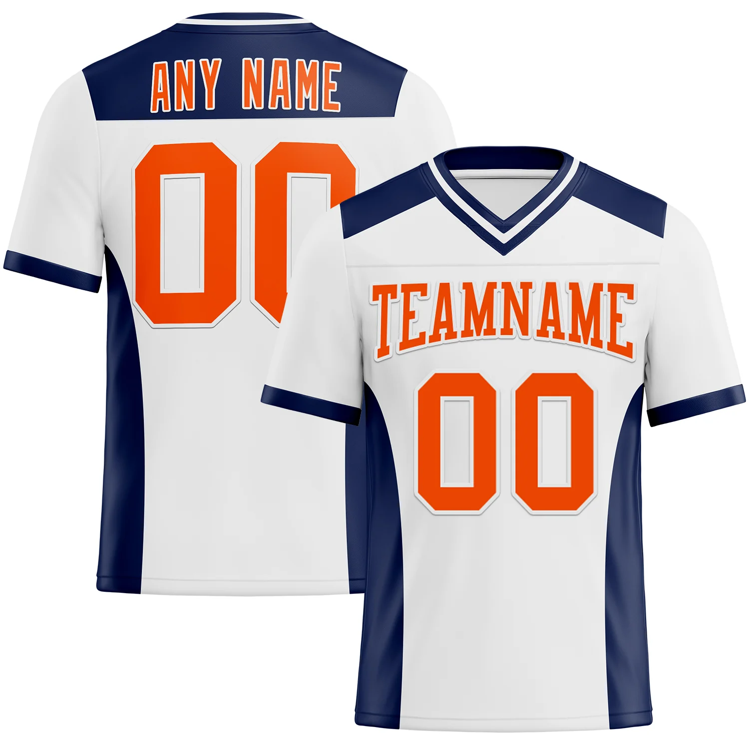 Custom White Orange-Navy Authentic Football Jersey