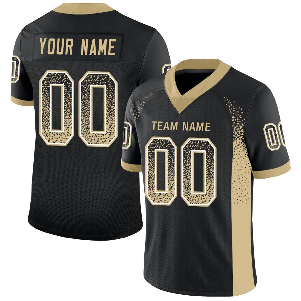 Custom Black Vegas Gold-White Drift Fashion Football Jersey