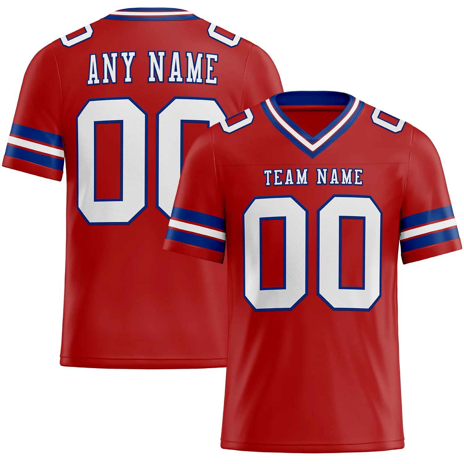 Custom Red White-Royal Authentic Football Jersey
