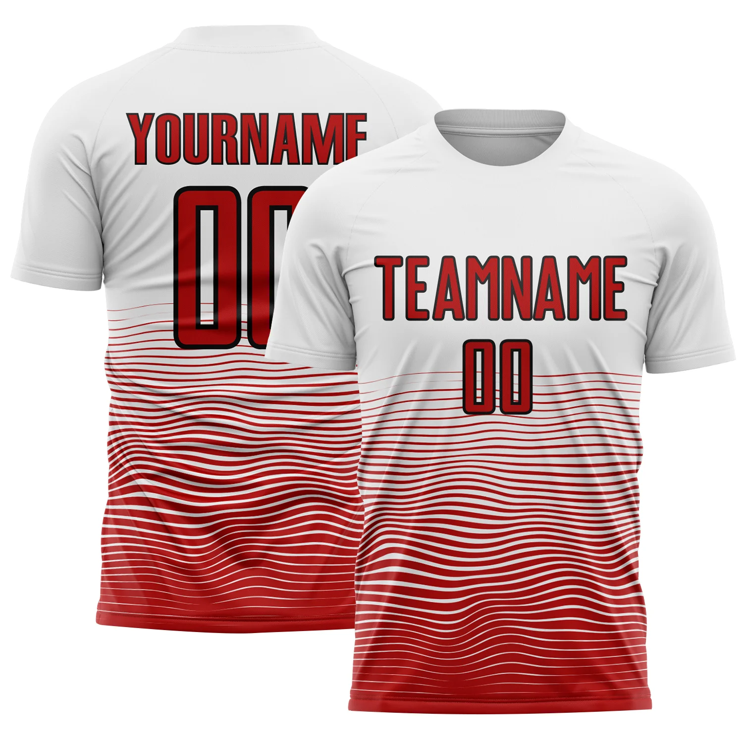 Custom White Red-Black Gradient Line Sublimation Soccer Uniform Jersey