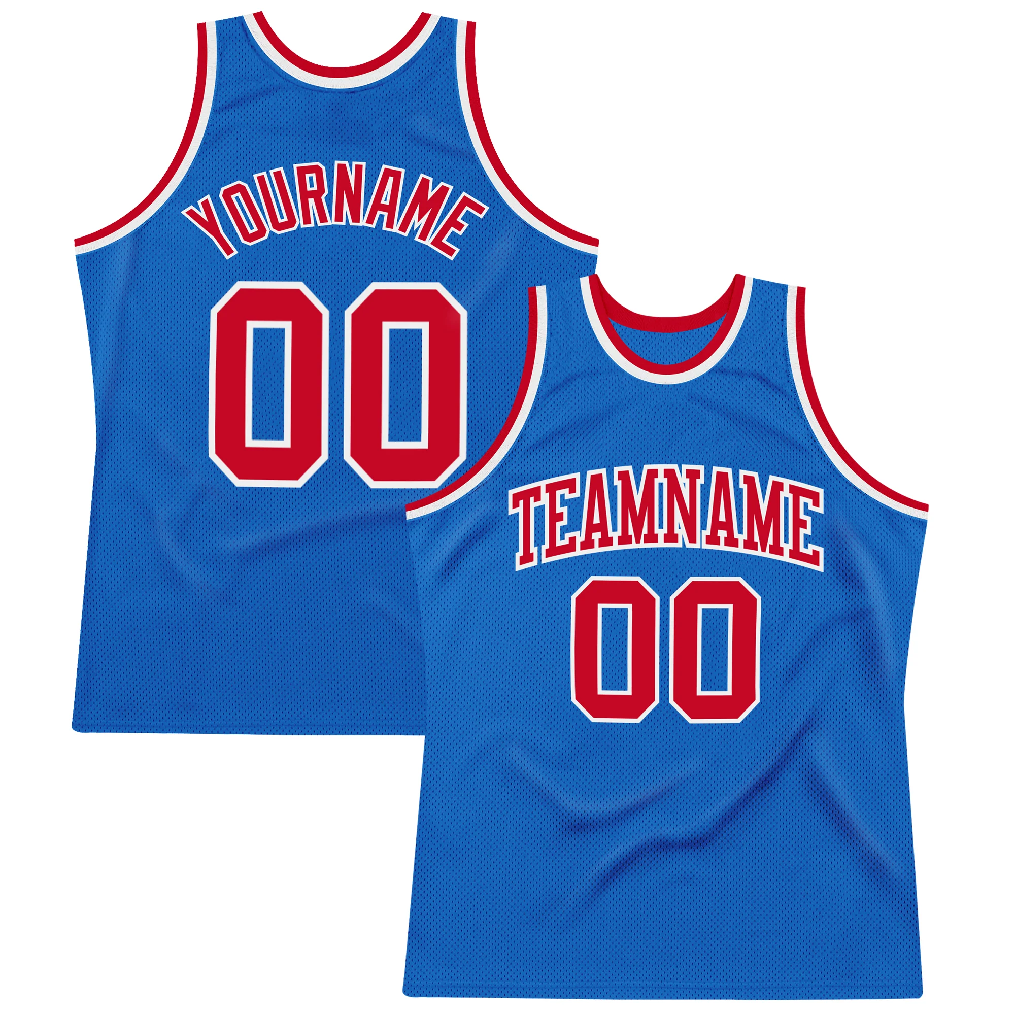 Custom Blue Red-White Authentic Throwback Basketball Jersey