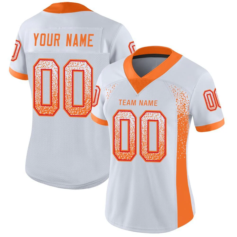 Custom White Orange-Red Drift Fashion Football Jersey