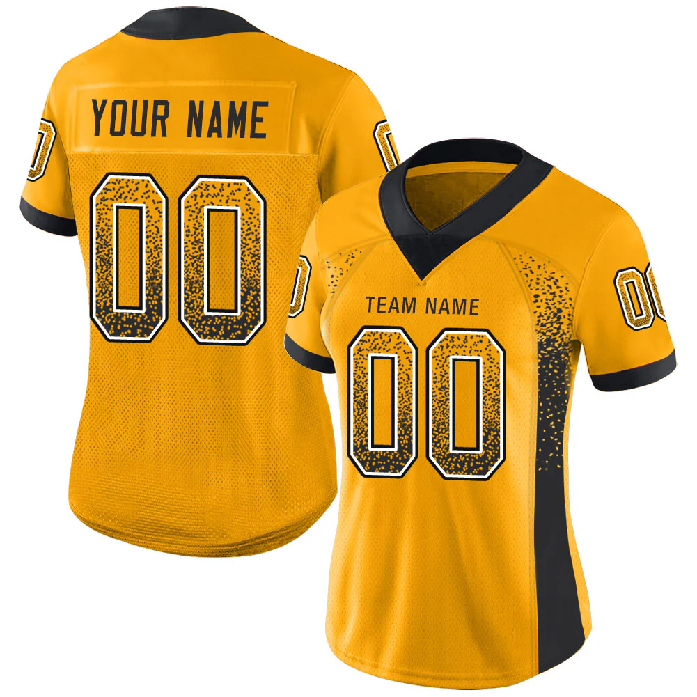 Custom Gold Black-White Drift Fashion Football Jersey