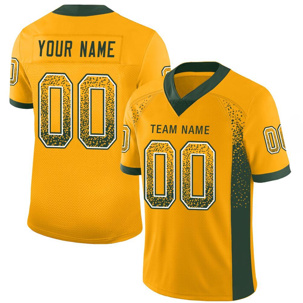 Custom Gold Green-White Drift Fashion Football Jersey