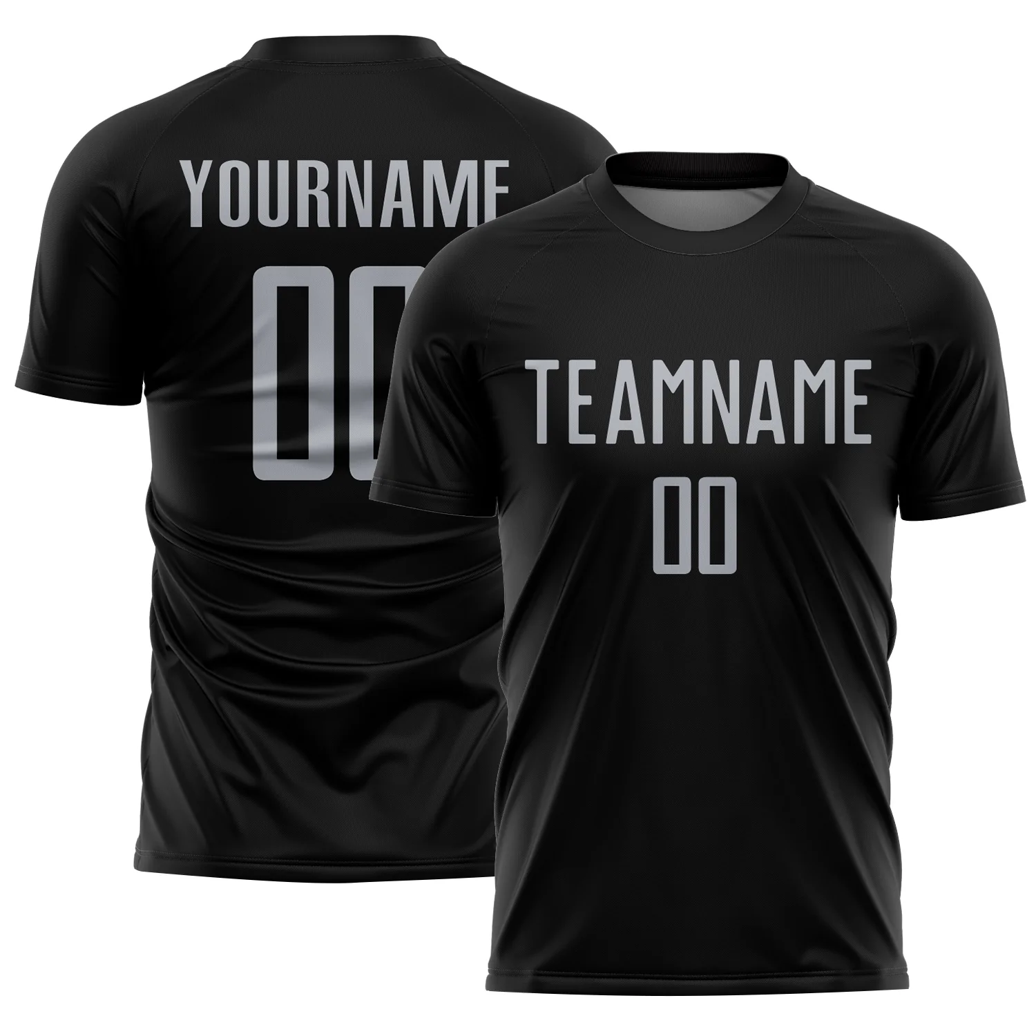 Custom Black Gray Sublimation Soccer Uniform Jersey