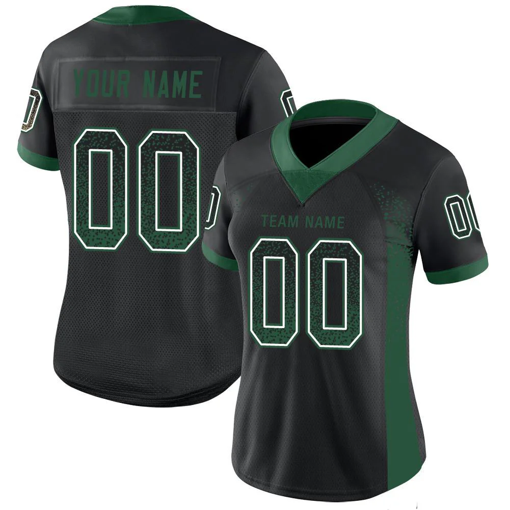Custom Black Grass Green-White Drift Fashion Football Jersey