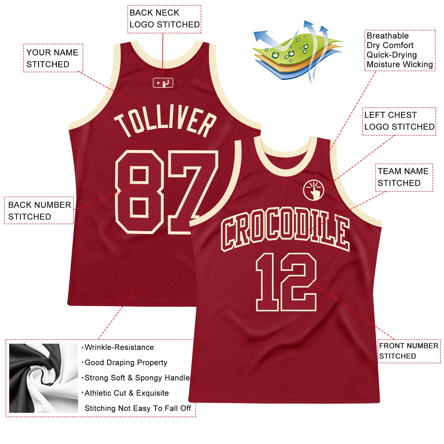 Custom Maroon Maroon-Cream Authentic Throwback Basketball Jersey
