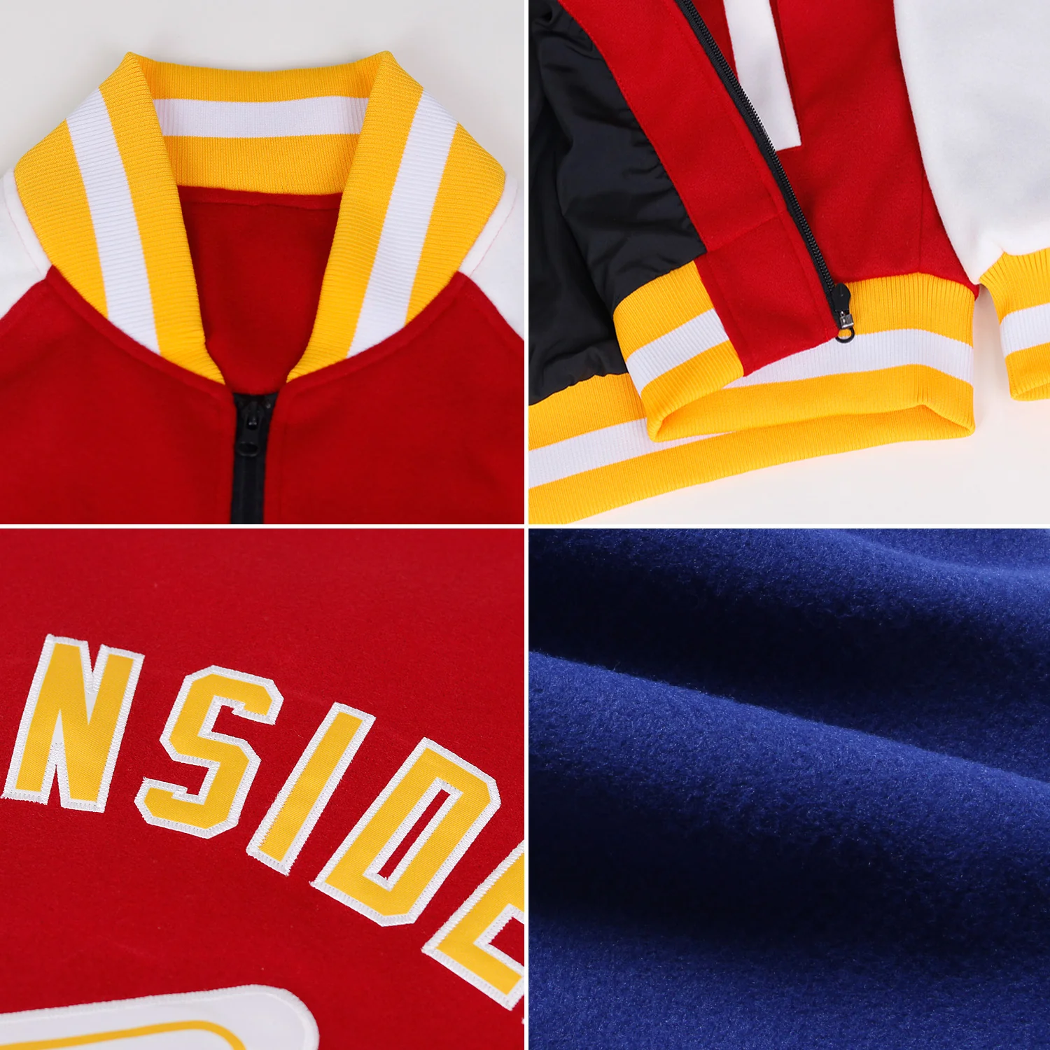 Custom Royal White-Gray Bomber Varsity Letterman Two Tone Zipper Jacket