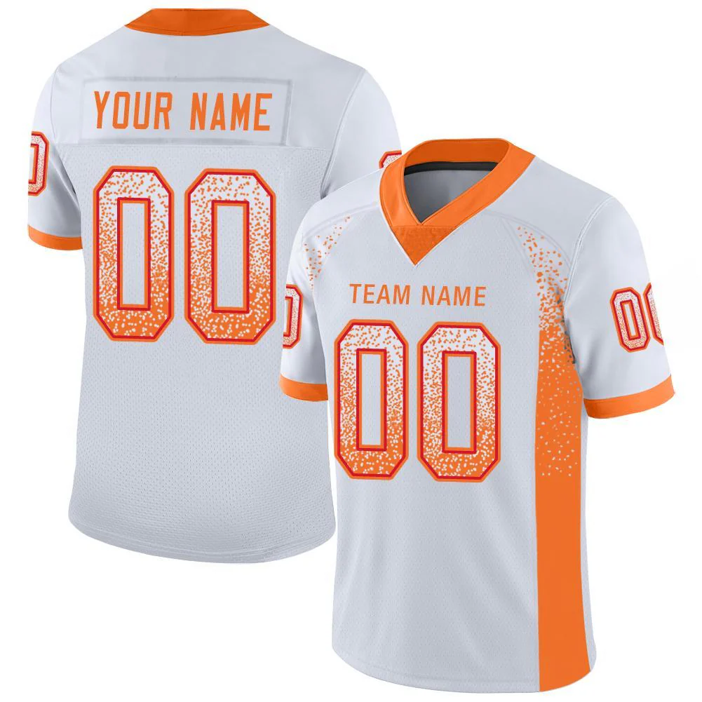 Custom White Orange-Red Drift Fashion Football Jersey