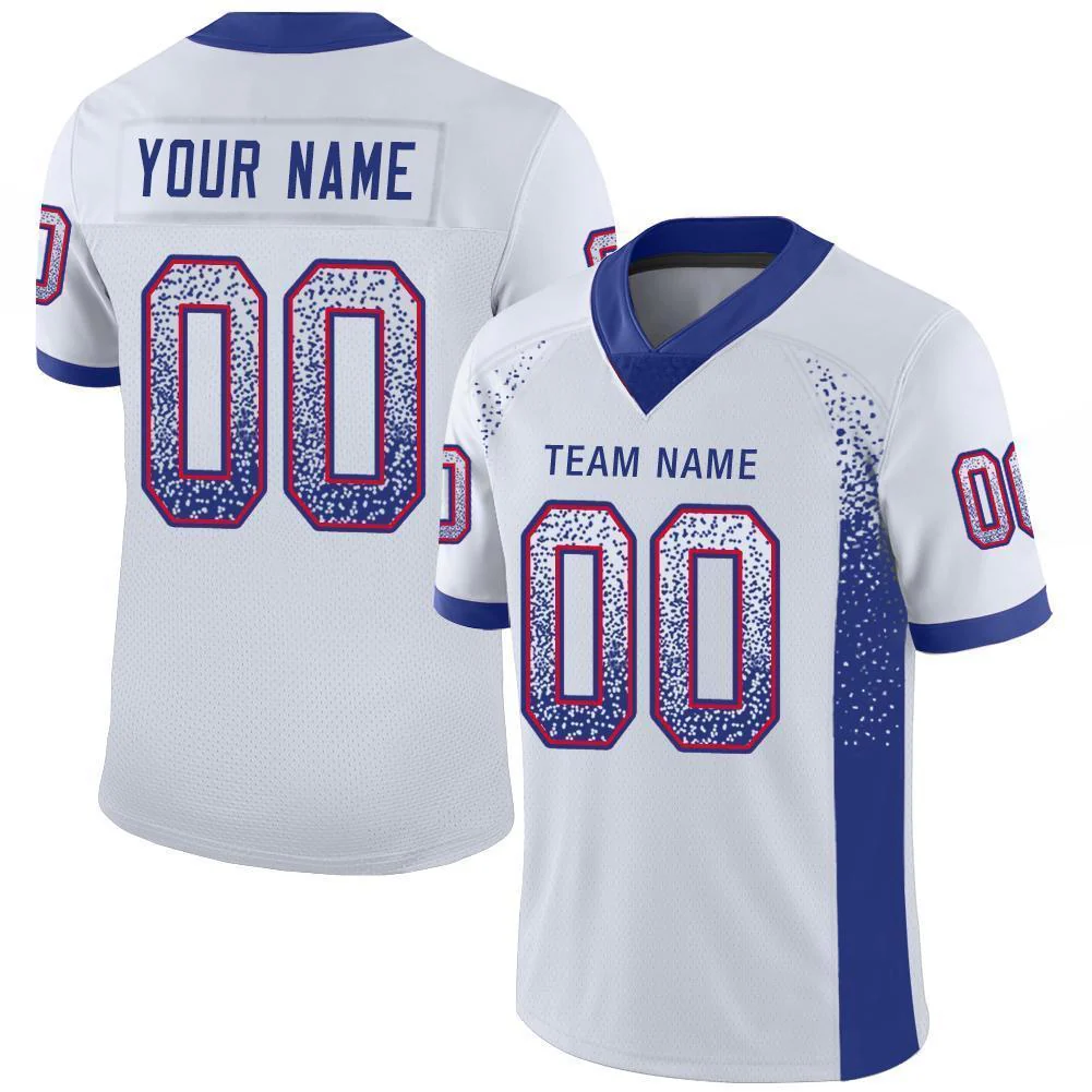 Custom White Royal-Red Drift Fashion Football Jersey