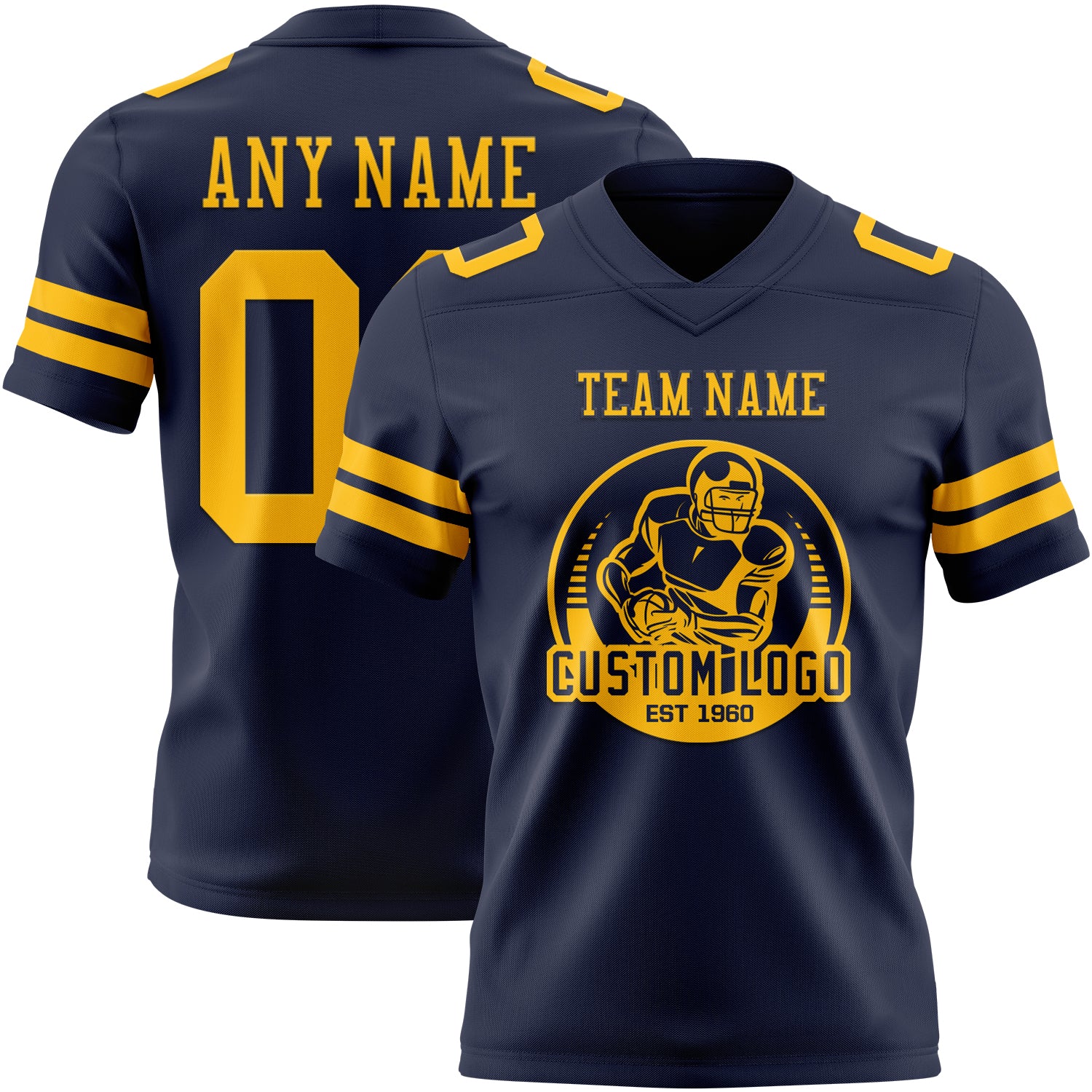 Custom Navy Gold Authentic Football Jersey