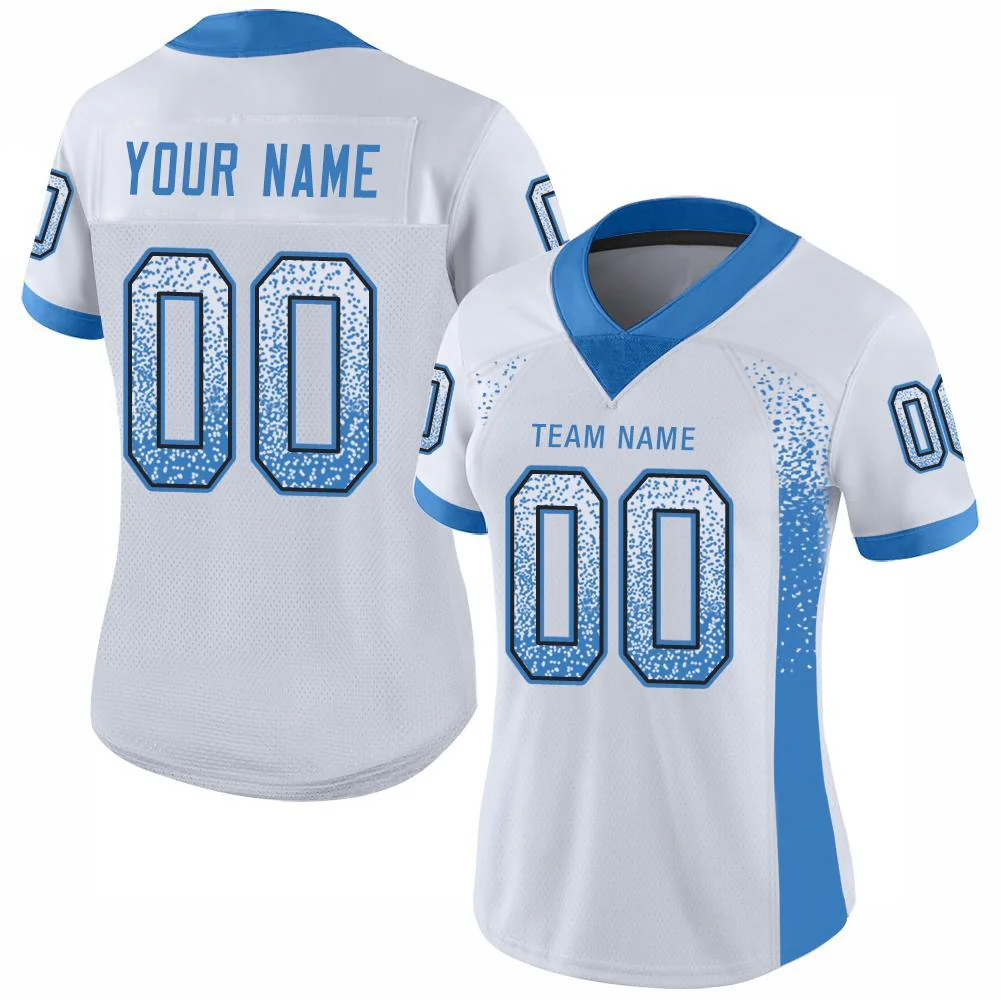 Custom White Powder Blue-Black Drift Fashion Football Jersey