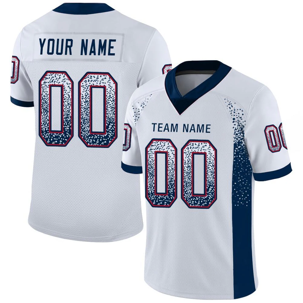 Custom White Navy-Red Drift Fashion Football Jersey