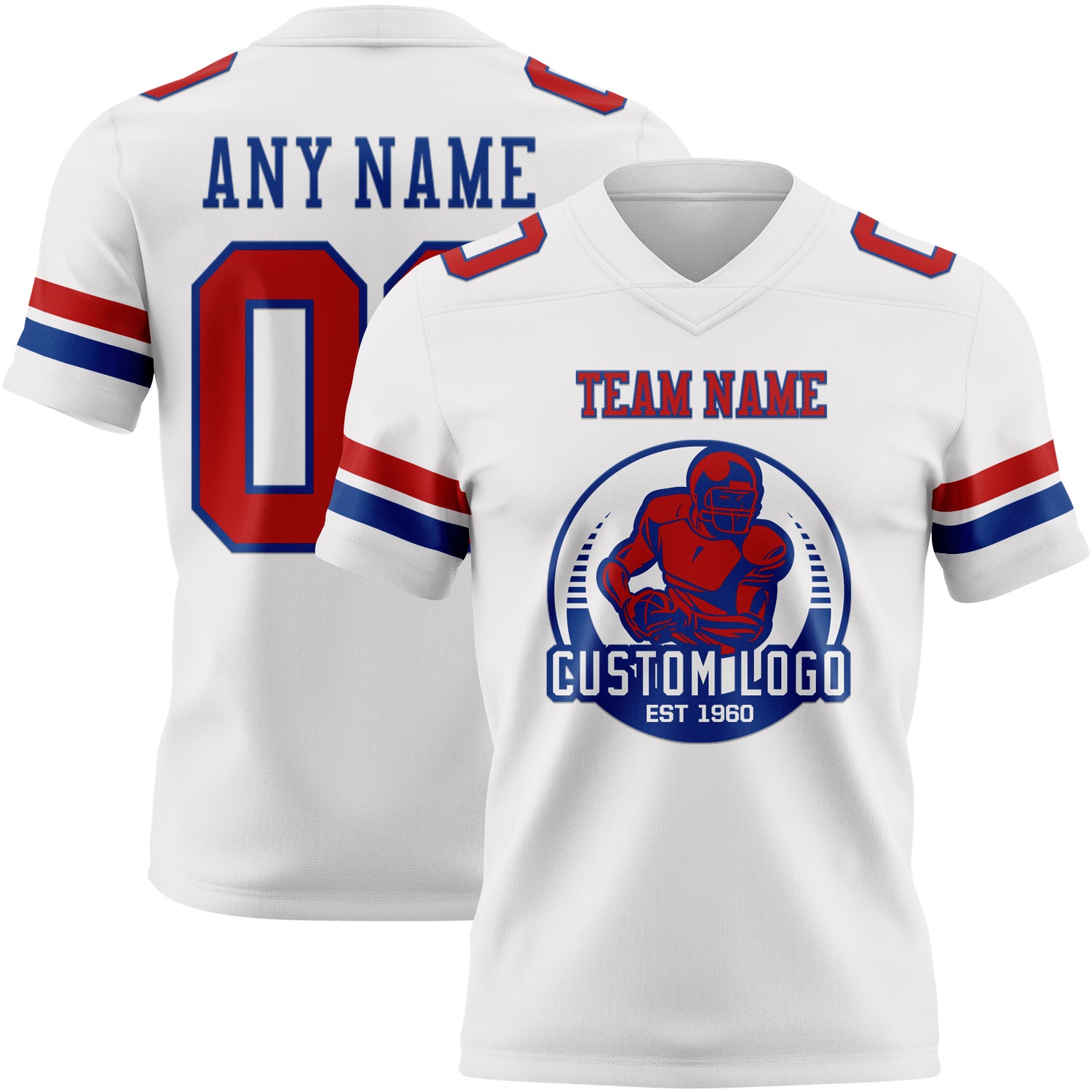 Custom White Red-Royal Authentic Football Jersey
