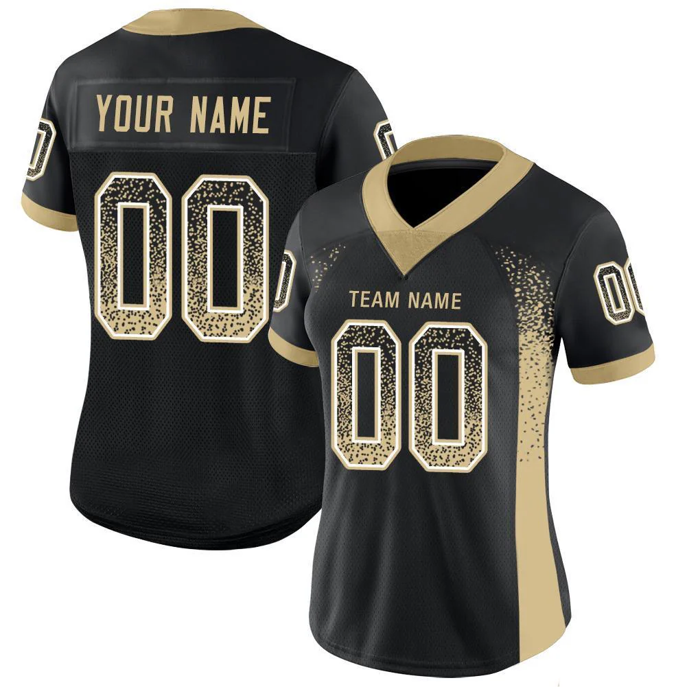Custom Black Vegas Gold-White Drift Fashion Football Jersey