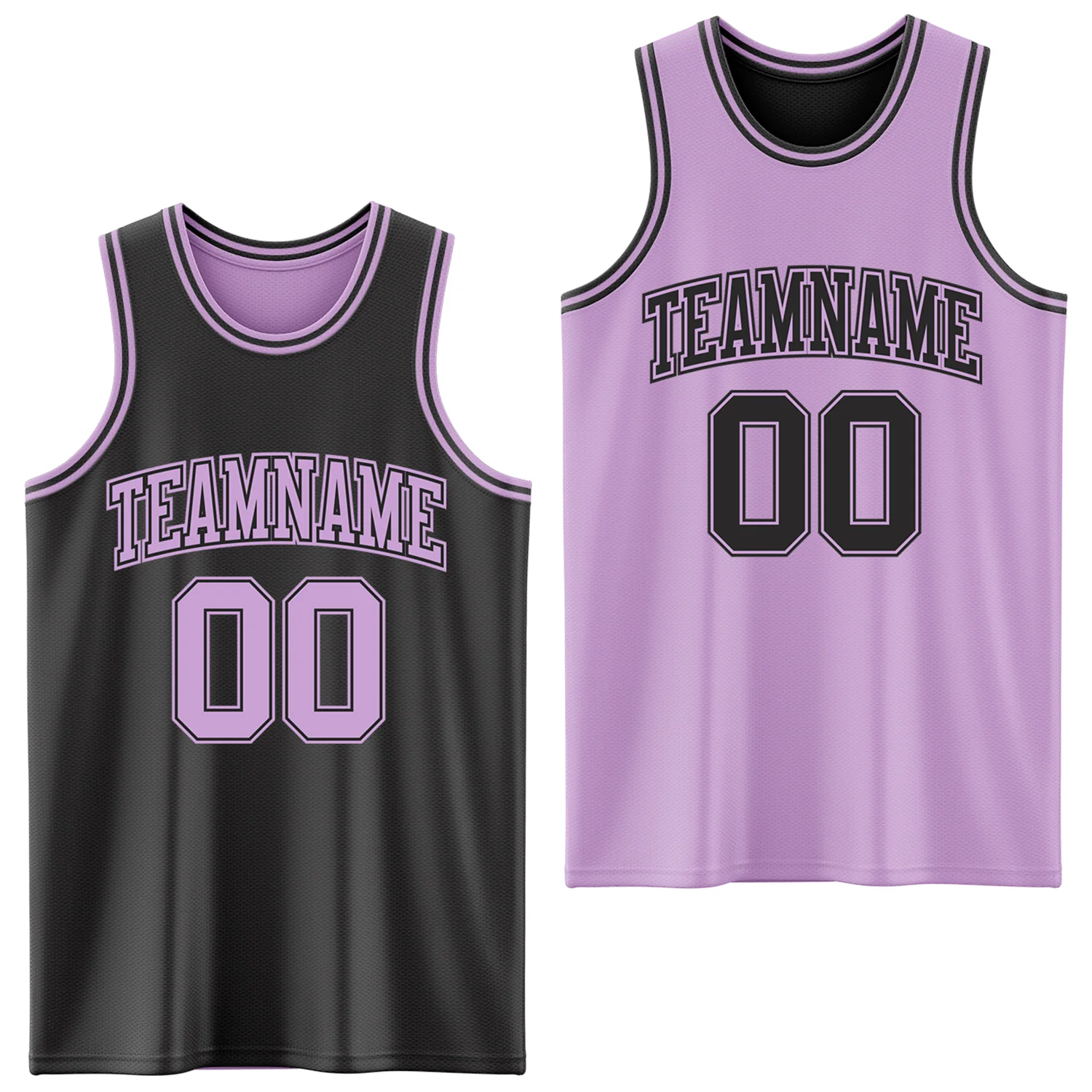 Custom Reversible Black Light Purple Double Side Sublimation Basketball Suit Jersey