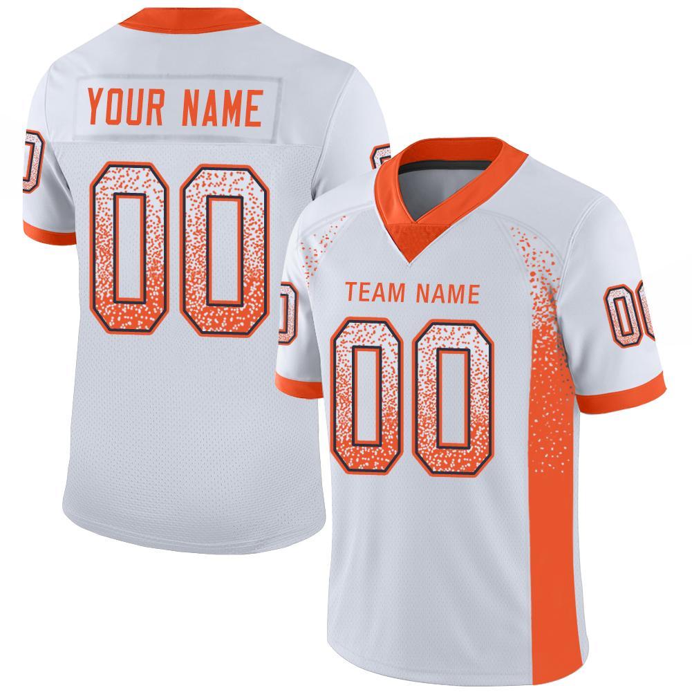 Custom White Orange-Navy Drift Fashion Football Jersey