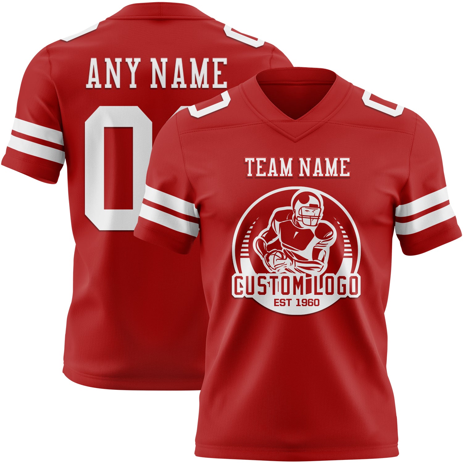 Custom Red White Authentic Football Jersey
