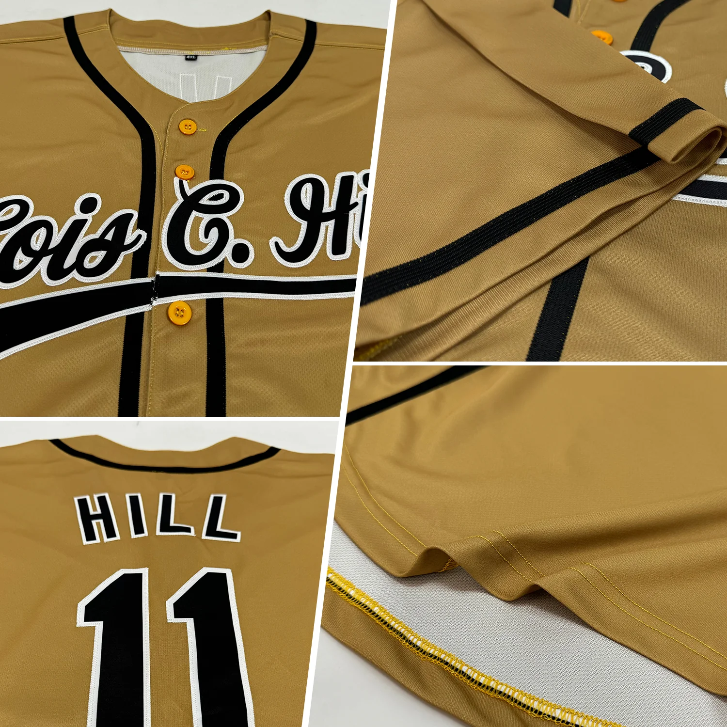 Custom Old Gold Black-White Authentic Baseball Jersey