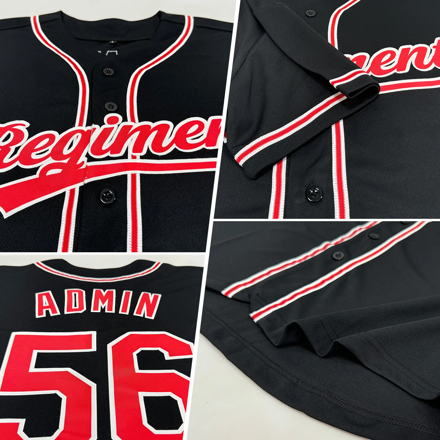 Custom Black Red-White Authentic Baseball Jersey