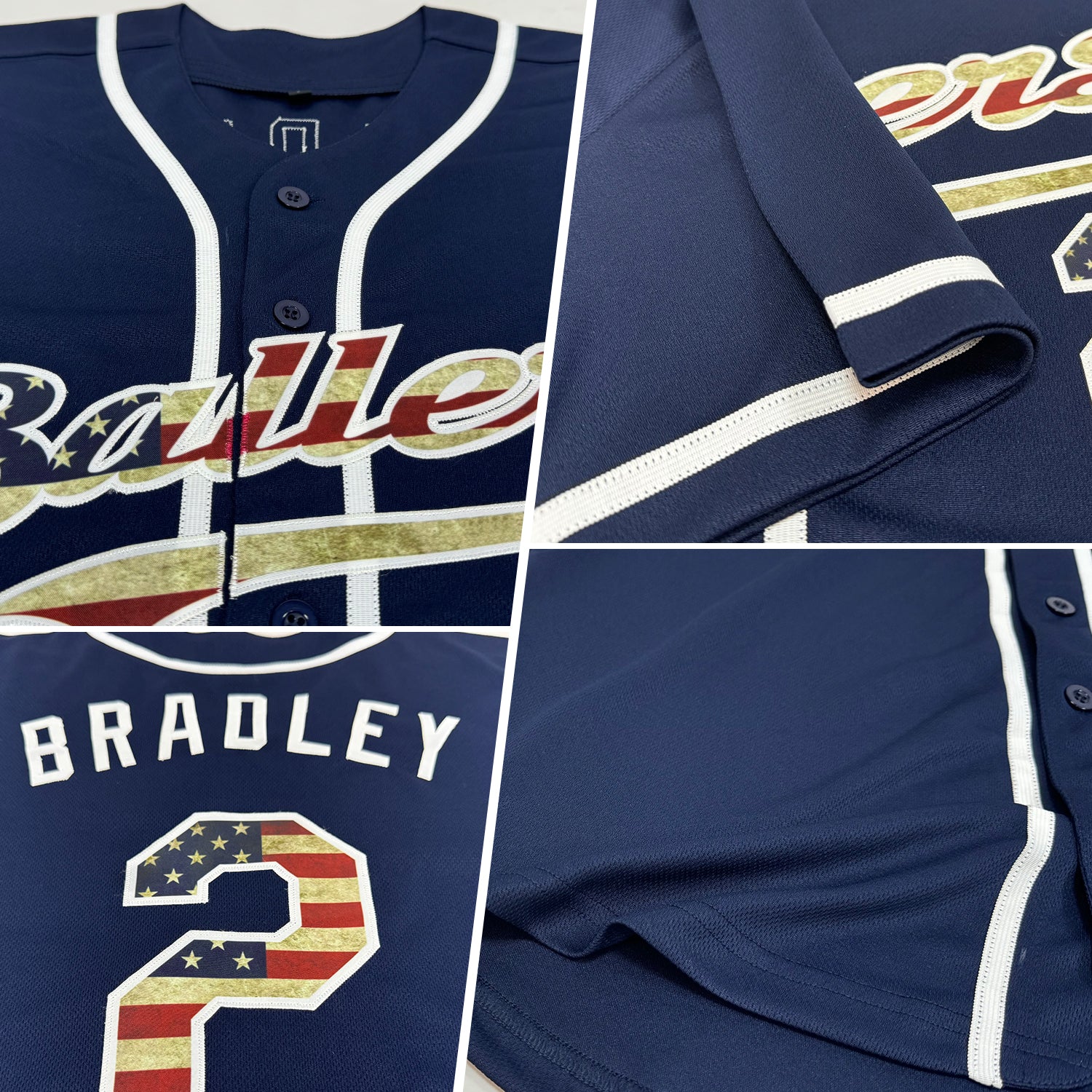Custom Navy Vintage USA Flag-White Authentic Baseball Jersey
