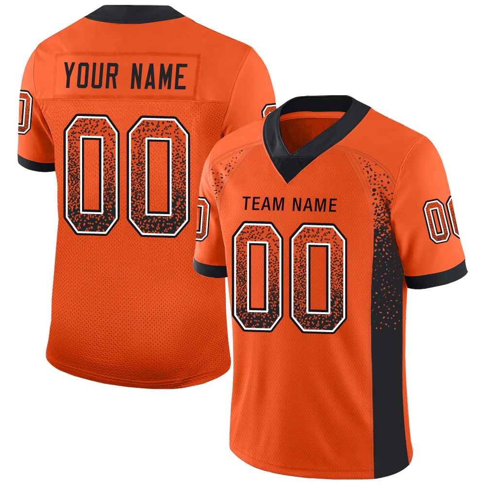 Custom Orange Black-White Drift Fashion Football Jersey