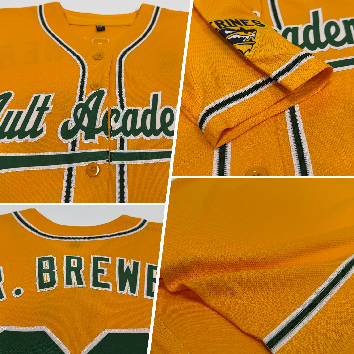 Custom Gold Green-White Authentic Baseball Jersey