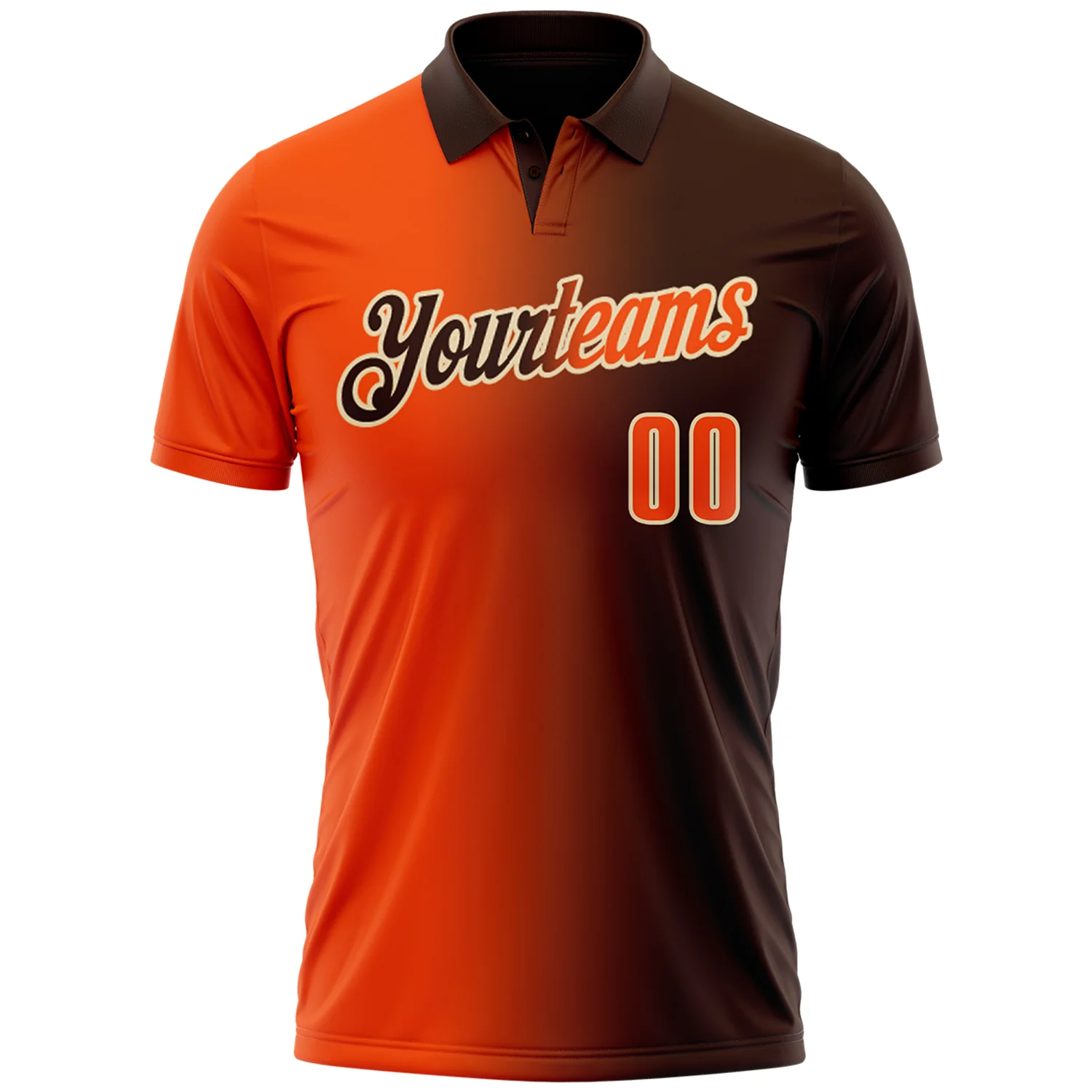 Custom Brown Orange-Cream 3D Gradient Fashion Performance Polo Shirt