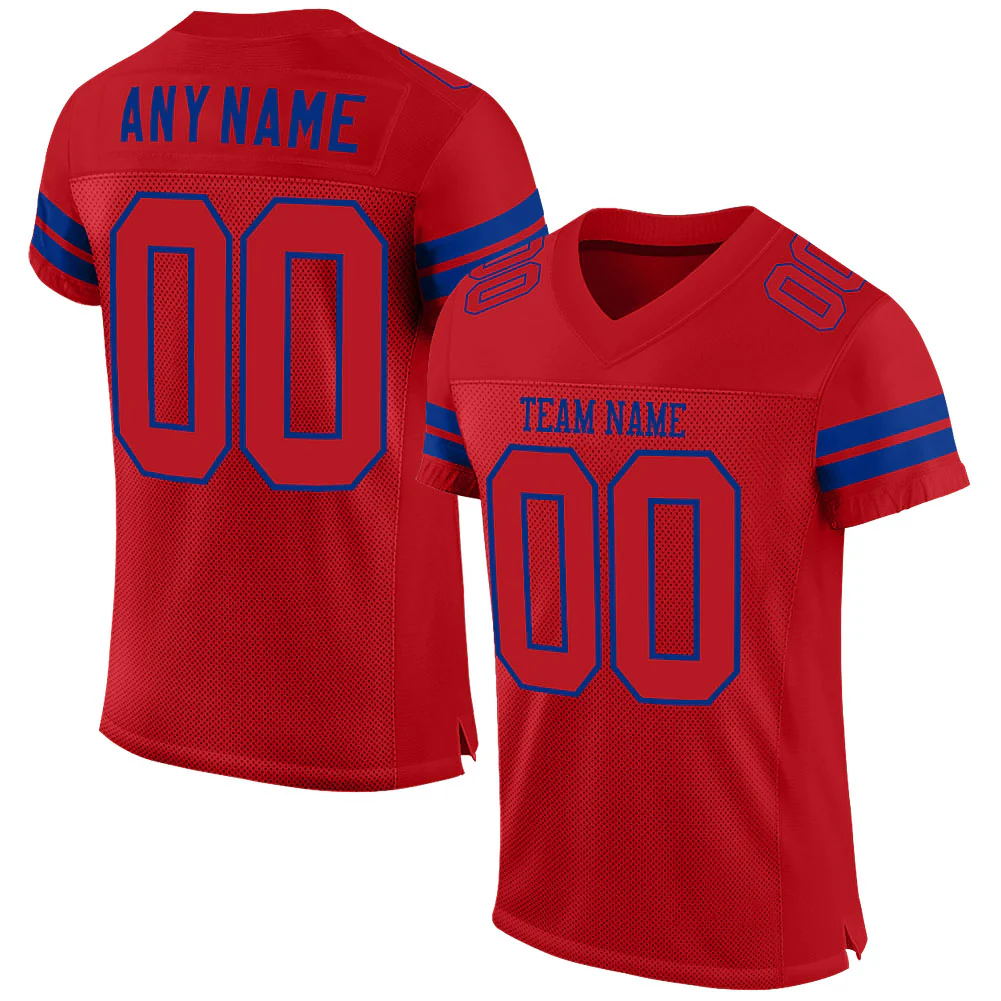 Custom Red Red-Royal Mesh Authentic Football Jersey