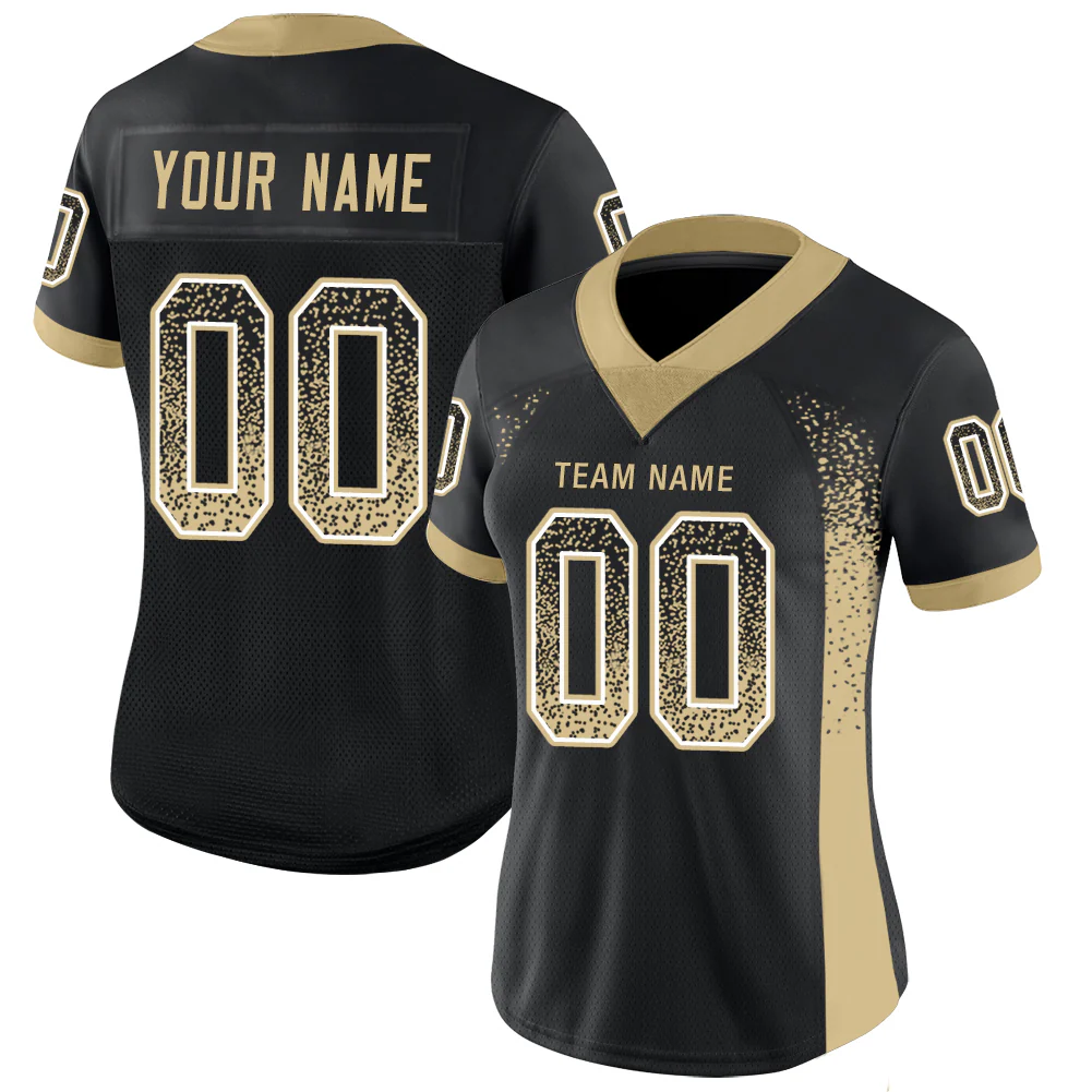 Custom Black Vegas Gold-White Drift Fashion Football Jersey
