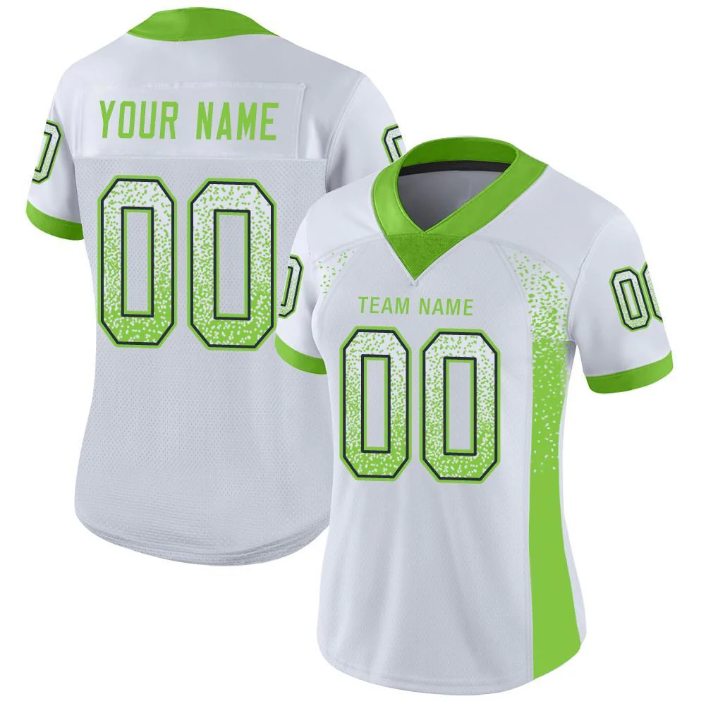 Custom White Neon Green-Navy Drift Fashion Football Jersey
