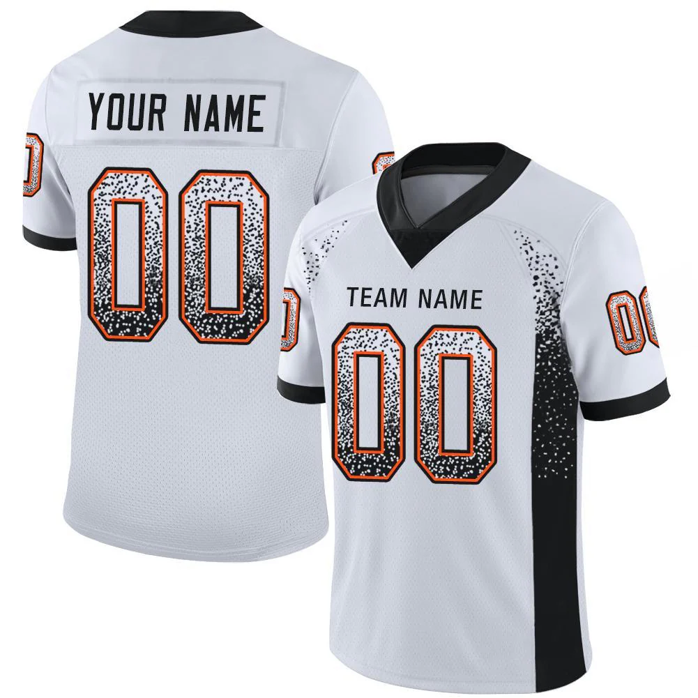 Custom White Black-Orange Drift Fashion Football Jersey